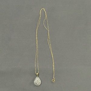 Gold Diamond Teardrop Pendant with Gold Chain
